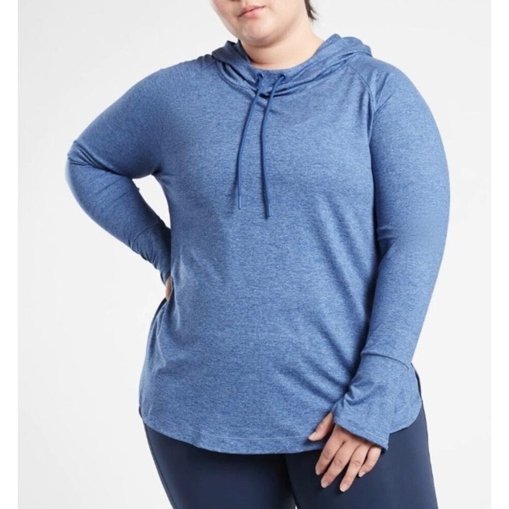 ATHLETA Uptempo Hoodie Sweatshirt Heather Blue Large L